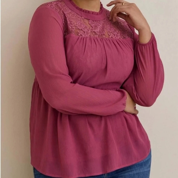 Torrid Top Women Sz 1X Red Burgundy Lace NWT - Picture 3 of 12